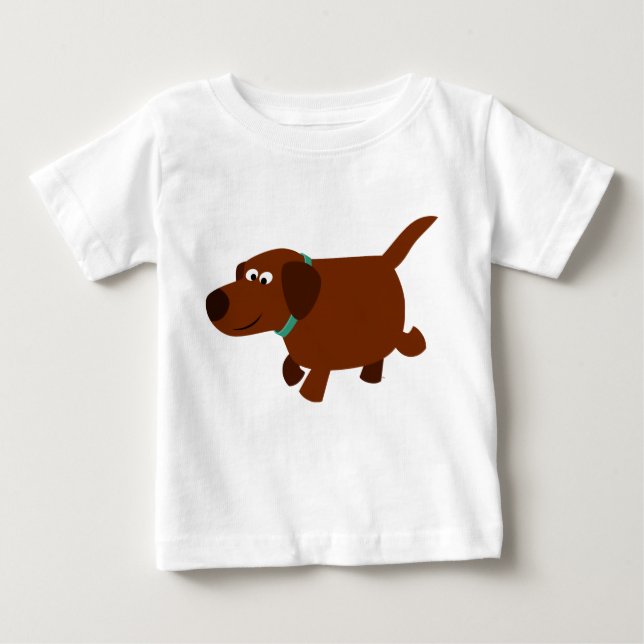 Cute Cartoon Chocolate Labrador Baby T-Shirt (Front)