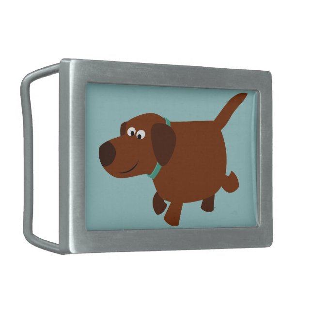 Cute Cartoon Chocolate Labrador Belt Buckle (Front Left)