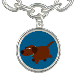 Cute Cartoon Chocolate Labrador Charm Bracelet