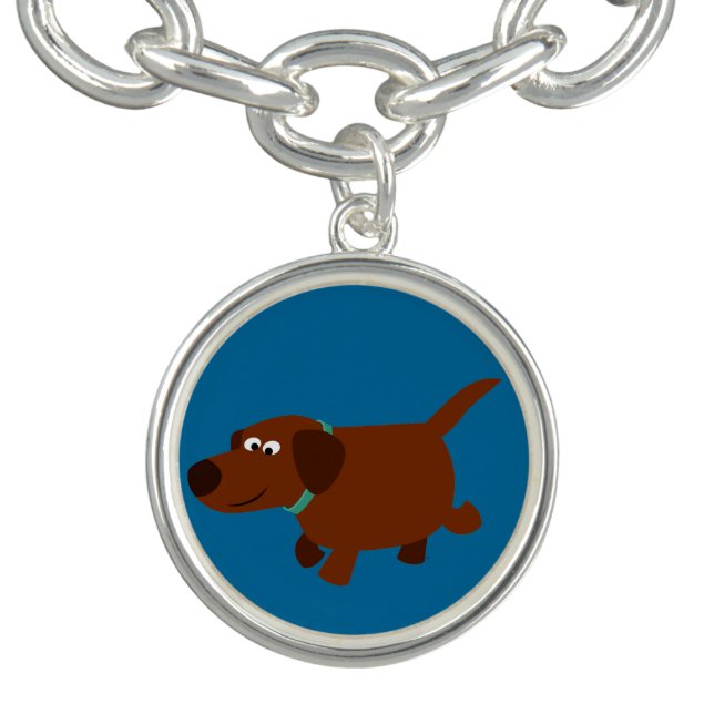 Cute Cartoon Chocolate Labrador Charm Bracelet (Design)