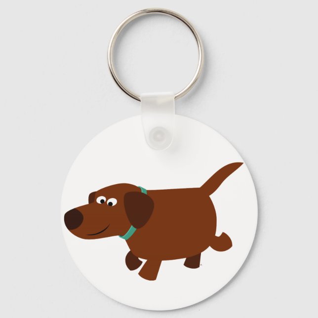 Cute Cartoon Chocolate Labrador Keychain (Front)