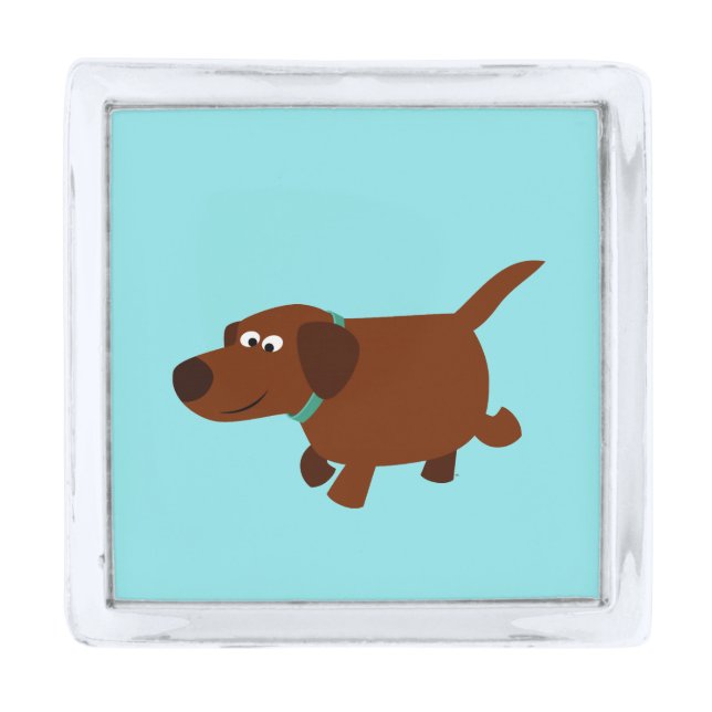 Cute Cartoon Chocolate Labrador Lapel Pin (Front)