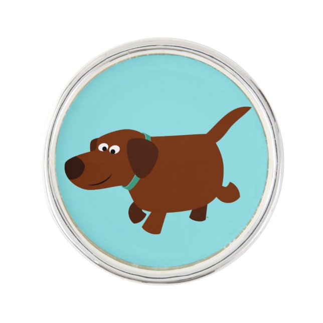 Cute Cartoon Chocolate Labrador Lapel Pin (Front)
