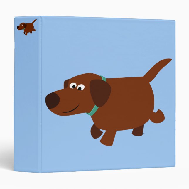 Cute Cartoon Chocolate Labrador Retriever Binder (Front/Spine)