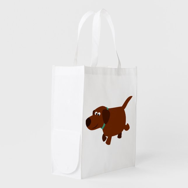 Cute Cartoon Chocolate Labrador Reusable Bag (Front Side)