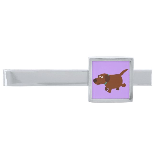 Cute Cartoon Chocolate Labrador Tie Bar (Front)