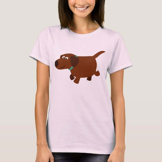 Cute Cartoon Chocolate Labrador Women T-Shirt (Front)