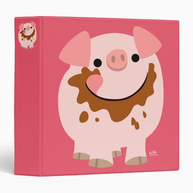 Cute Cartoon Chocolate Pig Binder (Front/Spine)