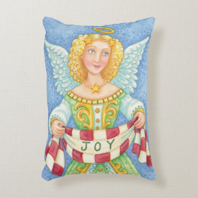 Cute Cartoon Christmas Angel Halo with Joy Banner Accent Pillow (Front(Vertical))