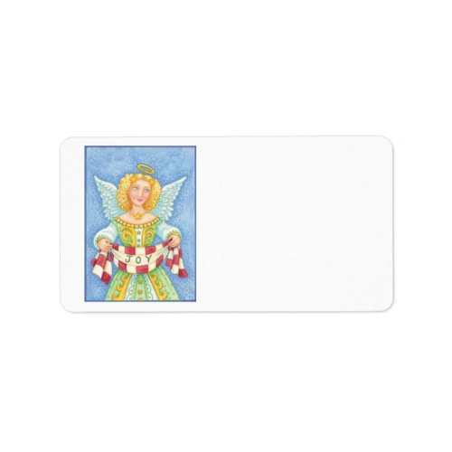 Cute Cartoon Christmas Angel Halo with Joy Banner Label