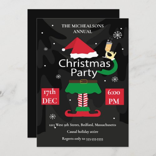 Cute Cartoon Christmas Design Party Invitation