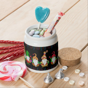 Cute Cartoon Christmas Gnomes Candy Jar