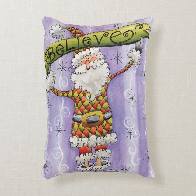 Cute Cartoon Christmas, I Believe in Santa Claus Accent Pillow (Front(Vertical))