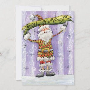 Cute Cartoon Christmas, I Believe in Santa Claus Holiday Card