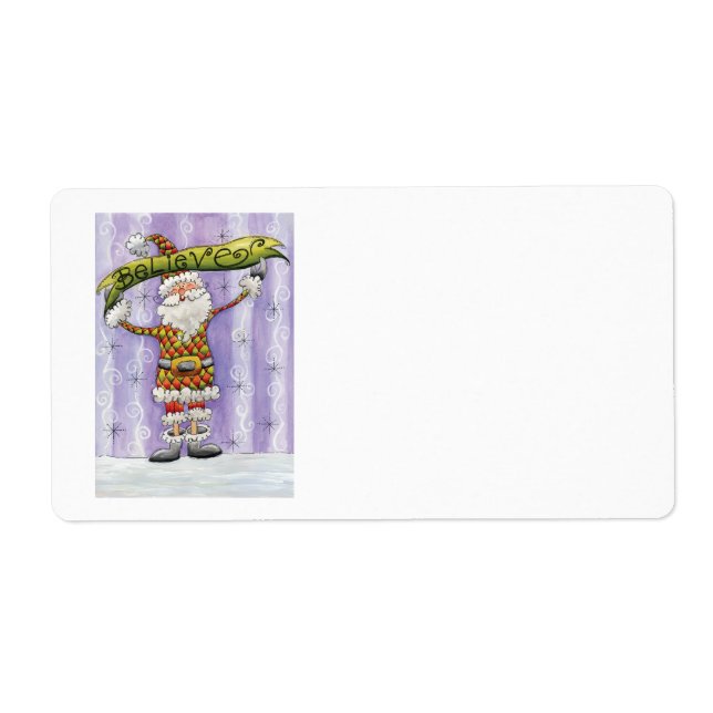Cute Cartoon Christmas, I Believe in Santa Claus Label (Front)