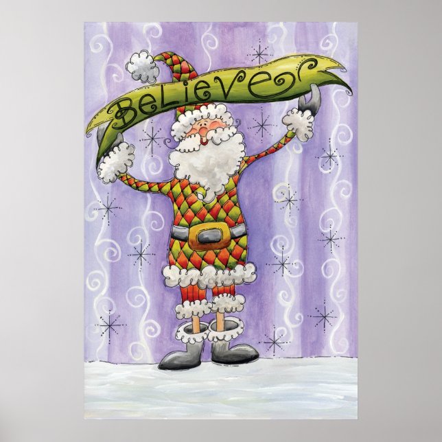 Cute Cartoon Christmas, I Believe in Santa Claus Poster (Front)