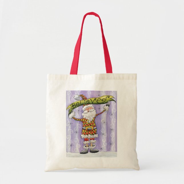 Cute Cartoon Christmas, I Believe in Santa Claus Tote Bag (Front)