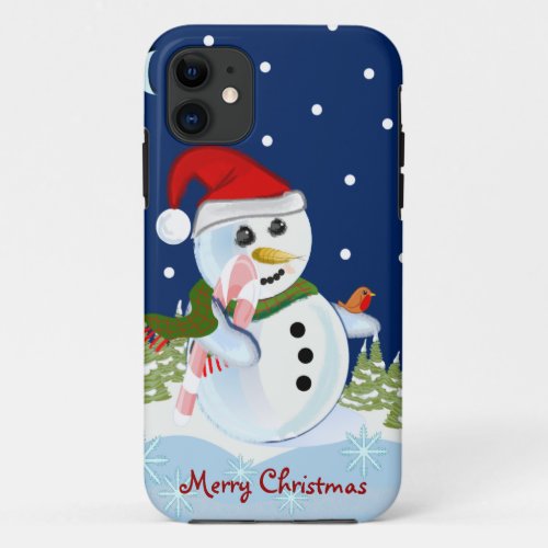 Cute cartoon christmas iPhone 3 case_mate Snowman iPhone 11 Case