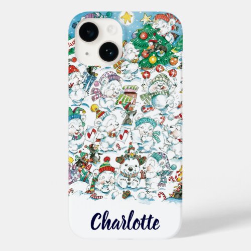 Cute Cartoon Christmas Polar Bear Penguin Party Case_Mate iPhone 14 Case