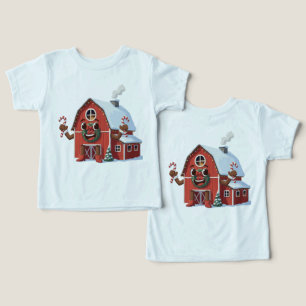Cute Cartoon Christmas Red Barn - Festive Farm  Toddler T-shirt