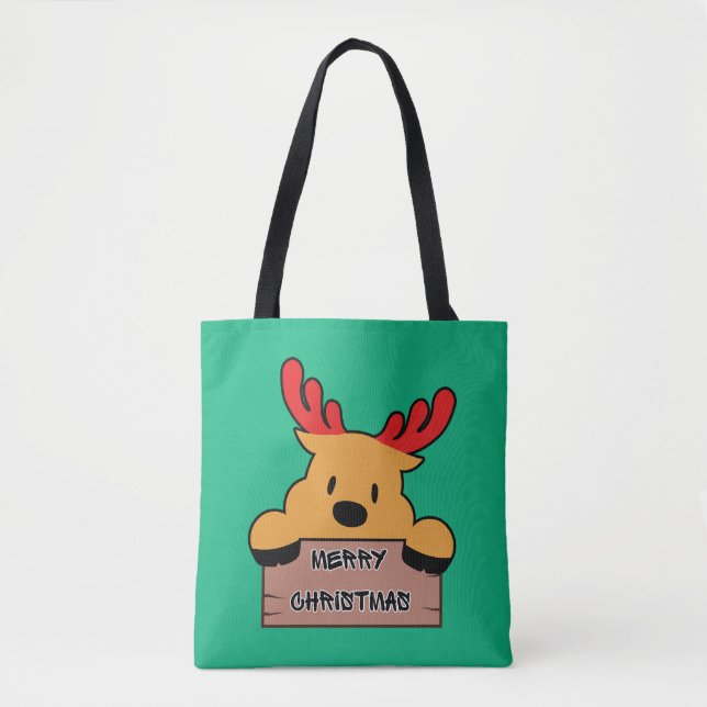 Cute Cartoon Christmas Reindeer  Tote Bag (Front)