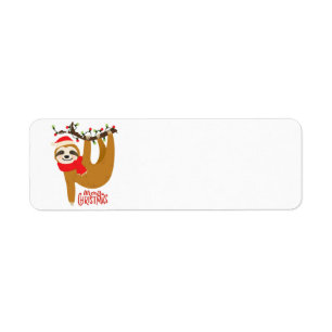 Cute Cartoon Christmas Sloth Label