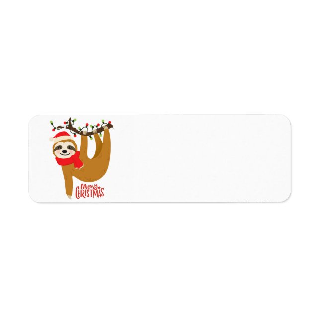 Cute Cartoon Christmas Sloth Label (Front)
