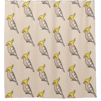 Cute Cartoon Cinnamon Cockatiel Bird Pattern Shower Curtain