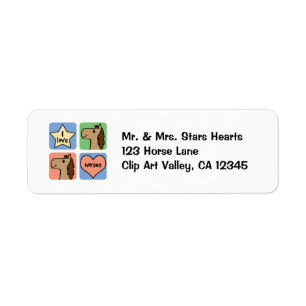 Cute Cartoon Clip Art I Love Horses Label