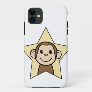 Cute Cartoon Clip Art Monkey with Grin Smile Star iPhone 11 Case