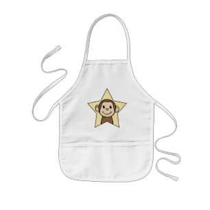 Cute Cartoon Clip Art Monkey with Grin Smile Star Kids' Apron