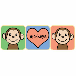 Cute Cartoon Clip Art Monkeys with Heart Love Cutout