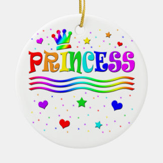 Cute Cartoon Clip Art Rainbow Princess Tiara Ceramic Ornament