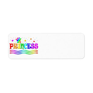 Cute Cartoon Clip Art Rainbow Princess Tiara Label