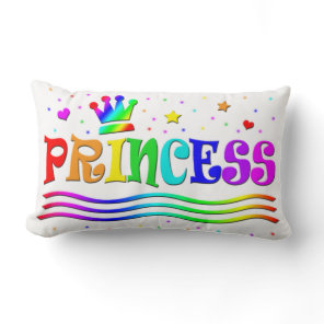 Cute Cartoon Clip Art Rainbow Princess Tiara Lumbar Pillow