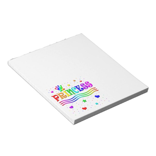 Cute Cartoon Clip Art Rainbow Princess Tiara Notepad (Angled)