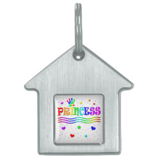 Cute Cartoon Clip Art Rainbow Princess Tiara Pet Name Tag