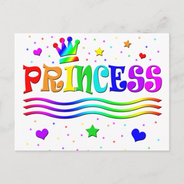 Cute Cartoon Clip Art Rainbow Princess Tiara Postcard (Front)