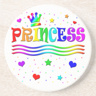 Cute Cartoon Clip Art Rainbow Princess Tiara Sandstone Coaster