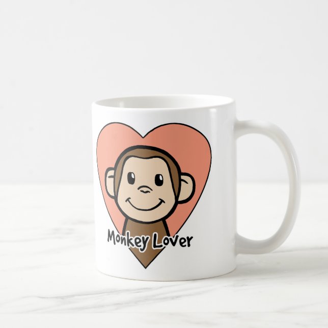 Cute Cartoon Clip Art Smile Monkey Love in Heart Coffee Mug (Right)