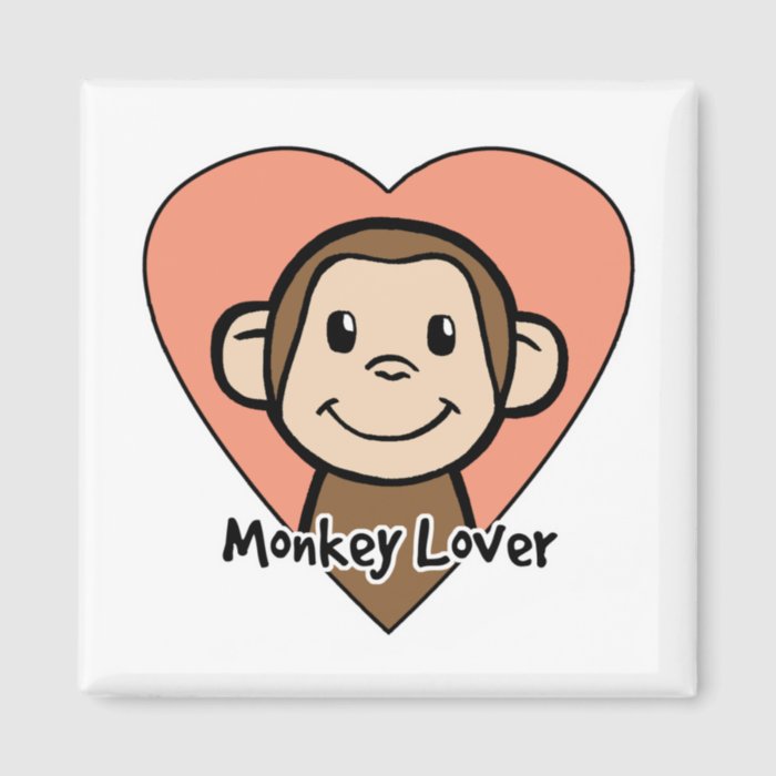 Cute Cartoon Clip Art Smile Monkey Love in Heart Magnets