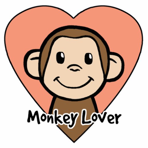 Cute Cartoon Clip Art Smile Monkey Love in Heart Statuette