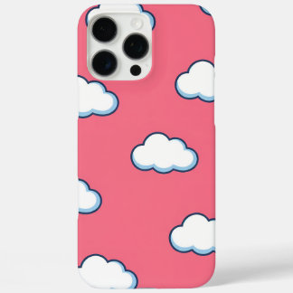Cute Cartoon Cloud Pattern on Pink iPhone 16 Pro Max Case