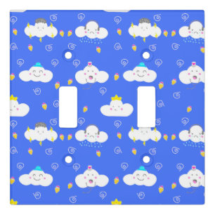 Cute Cartoon Clouds with Emotions Light Switch Cover