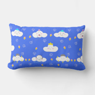 Cute Cartoon Clouds with Emotions Lumbar Pillow