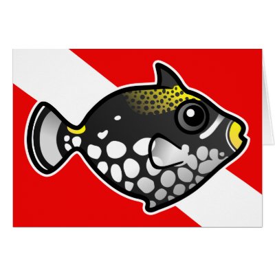 Cute Cartoon Clown Triggerfish Dive Flag