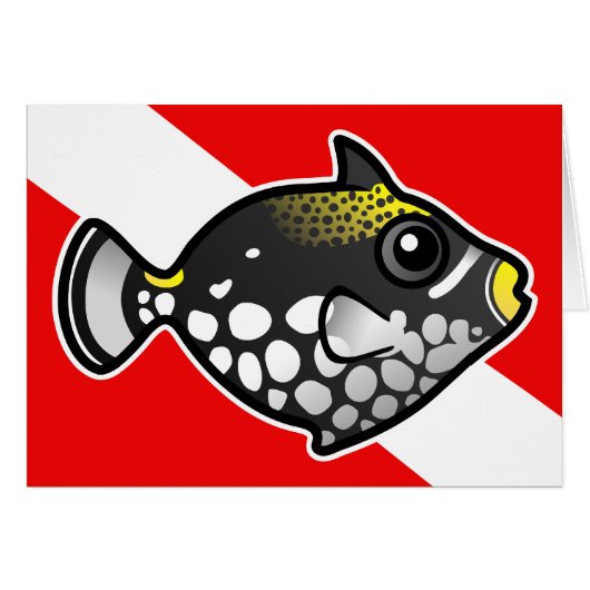 Cute Cartoon Clown Triggerfish Dive Flag (Front Horizontal)