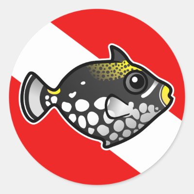 Cute Cartoon Clown Triggerfish Dive Flag Classic Round Sticker