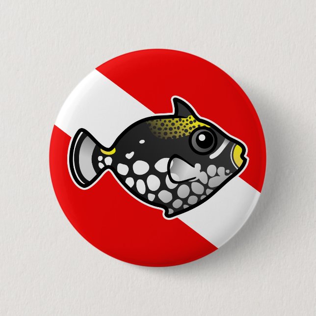 Cute Cartoon Clown Triggerfish Dive Flag Pinback Button (Front)