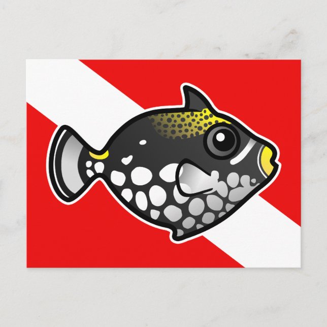 Cute Cartoon Clown Triggerfish Dive Flag Postcard (Front)